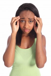 Painful headache for african american teen girl