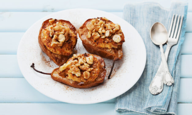 Baked Pears with Ricotta, Walnuts and Balsamic Vinegar