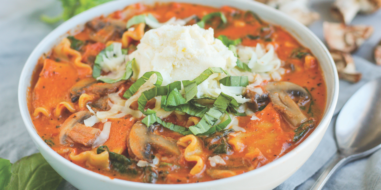 Creamy Spinach, Mushroom, and Lasagna Soup Recipe