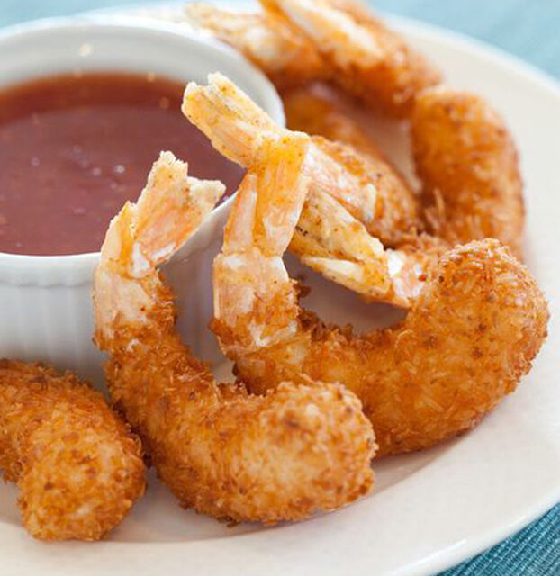 Crispy Coconut Shrimp with Sweet Red Chili Sauce (Gluten Free)