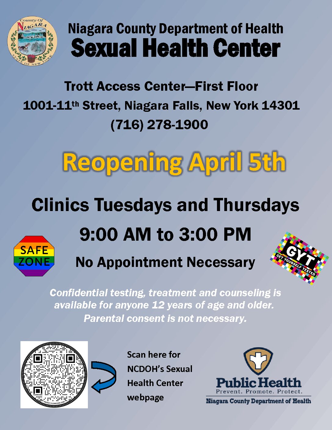 Niagara County Department of Health Announces Re-Opening of Sexual Health Clinic