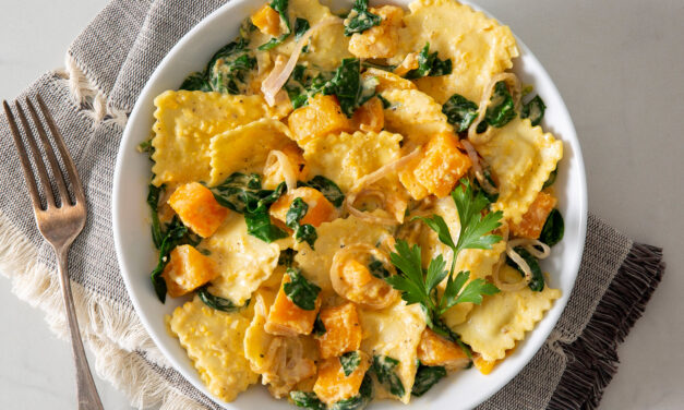 Sautéed Delicata Squash with Spinach and Cheese Ravioli Recipe