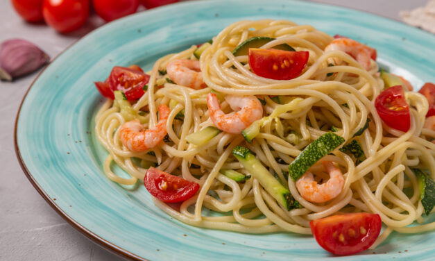 Shrimp Linguine with Zucchini and Tomatoes Recipe