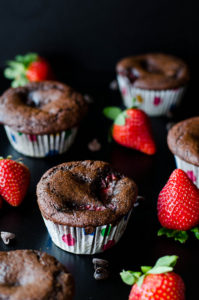 double chocolate strawberry muffins